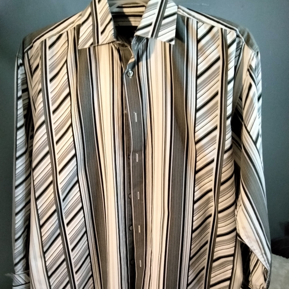 Jordan Craig Brand Mens Button Down Blk&Wht Dress Shirt Sz M - Picture 1 of 8